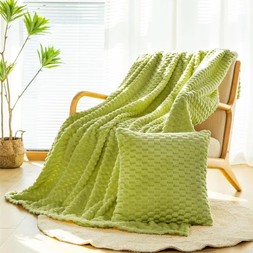 Miniatura 20 de Bnuitland - Manta de franela verde con estampado de frutas (50x40 pulgadas), 300 GSM, manta de forro polar cálida, suave y ligera para cama o sofá