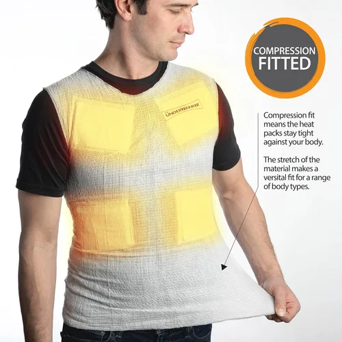 Miniatura 3 de Camisa térmica, capa base de compresión, 8 paquetes térmicos integrados, calentador corporal