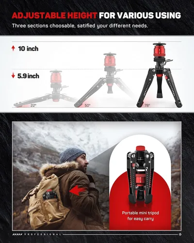 Miniatura 5 de IFOOTAGE Mini trípode para cámara, trípode pequeño profesional de mesa con pedal para fotografía, trípode de escritorio con carga máxima de hasta