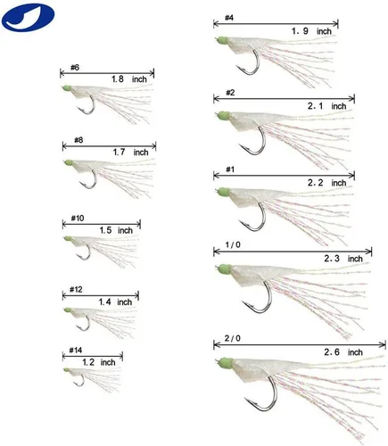 Miniatura 2 de OCEAN CAT Paquete de 10 anzuelos de piel de pez lúcida arco iris, 6 ganchos, con ganchos de cuerda, cuentas de pesca brillantes, ganchos de alto