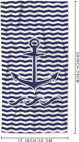 Miniatura 5 de AOYEGO Anchor - Toallas de mano náuticas azul marino en rayas onduladas cheurón altamente absorbentes, toallas suaves para baño, playa, cocina, spa