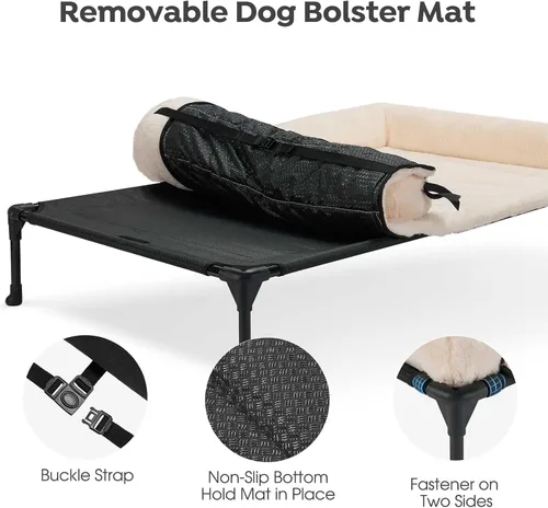 Miniatura 4 de Veehoo Cama elevada ortopédica para perros con cojín de felpa esponjosa, camas elevadas para perros grandes, sofá suave para mascotas