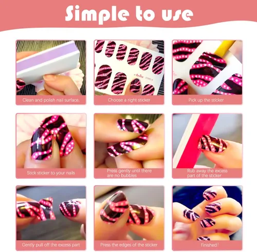 Miniatura 7 de 8 hojas de calcomanías de esmalte de uñas de Halloween, calcomanías de esmalte de uñas para festivales, tiras de esmalte de uñas para mujeres