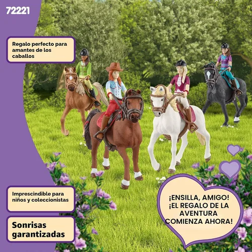 Miniatura 6 de Schleich Horse Club - Juego completo de figuras de juguete de 40 piezas del Horse Club Rider - Figuras articuladas de jinete de Hannah, Sofia, Lisa