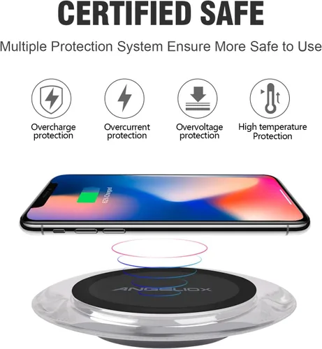 Miniatura 6 de Cargador inalámbrico, almohadilla de carga inalámbrica rápida de 10 W - Qi compatible con Samsung Galaxy S9/S9+/Note 8/S8/S8 Plus, iPhone Xs