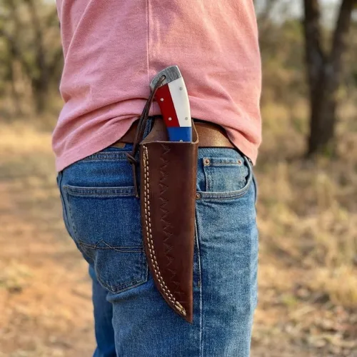 Miniatura 4 de Hercules - Cuchillo de caza de Damasco forjado a mano personalizado con funda de cuero, hoja fija, camping, bushcraft, supervivencia, cuchillo al