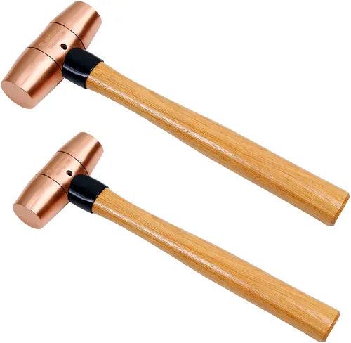 Miniatura 10 de WEDO Martillo de trineo de cobre 1/2lb,Martillo de mazo de cobre macizo, mango de fibra de vidrio, longitud 11.024 in, forjado a presión, resistente