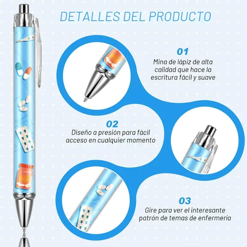 Miniatura 2 de Divertidos bolígrafos de enfermera, encantadores bolígrafos de punta de bola de dibujos animados, tinta negra, retráctil, de presión, bolígrafo