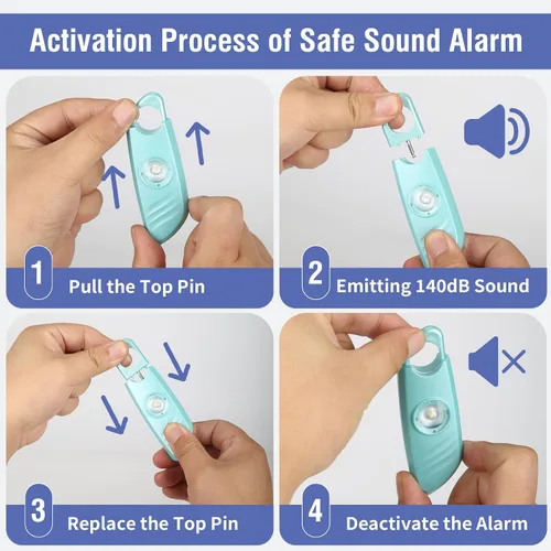 Miniatura 5 de Safe Sound - Alarma personal de 2 unidades de sirena de 140 db, llavero de luz estroboscópica, dispositivos de seguridad para mujeres, hombres