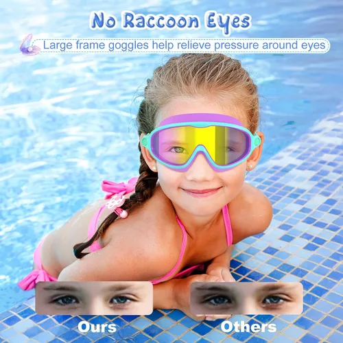 Miniatura 5 de VegoVia - Paquete de 2 gafas de natación para niños, gafas de natación antivaho con protección UV, de visión amplia, para niños de 3 a 15 años