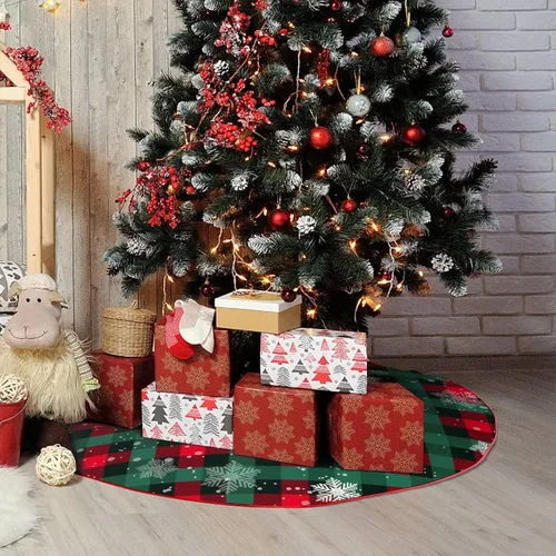Miniatura 4 de Falda de Árbol de Navidad Agaxozwb a Cuadros de Búfalo, Falda de Árbol de Navidad Copo de Nieve Gruesa para Árbol de Navidad, Decoraciones de Árbol
