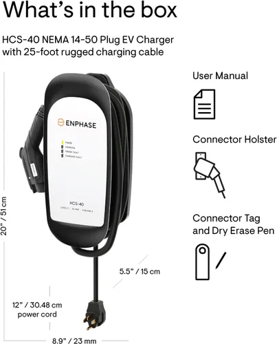 Miniatura 6 de ClipperCreek HCS-40P, 240V, 32A, Estación de carga de EV, con enchufe 14-50, cable de 25 pies, seguridad certificada, hecho en América