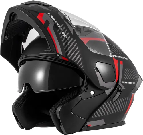 Miniatura 12 de Cascos de motocicleta modulares de cara completa, Casco de motocicleta de cara completa con certificación DOT, con visor abatible dual