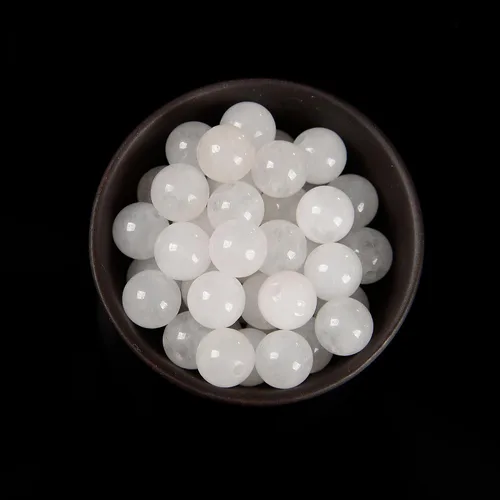 Miniatura 3 de 65 cuentas de jade blanco de 0.236 pulgadas, piedra natural, piedras preciosas redondas auténticas para hacer pulseras de bricolaje, joyas, cuerdas