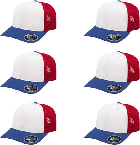 Miniatura 43 de Cap America i8502 Flexfit 110 Premium - Gorra de camionero de perfil medio con 6 paneles de malla trasera con protección UV y cierre ajustable Azul