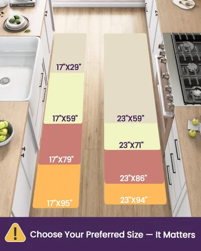 Miniatura 2 de DEXI Alfombrillas de Cocina Acolchadas Anti Fatiga, 17x59, Alfombra de Pasillo para Estar de Pie Impermeable, Espuma Viscoelástica Cómoda Acolchada