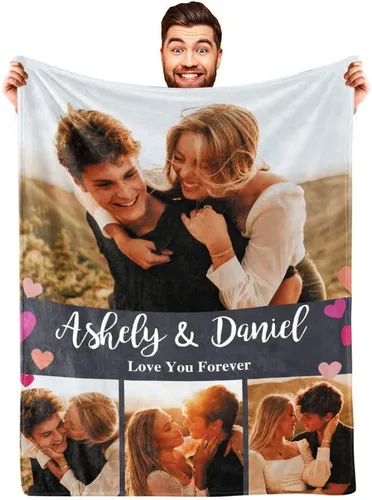Miniatura 9 de Envío al día siguiente, manta personalizada con foto para regalos de novia, novio, manta con foto personalizada de esposa para regalos de cumpleaños