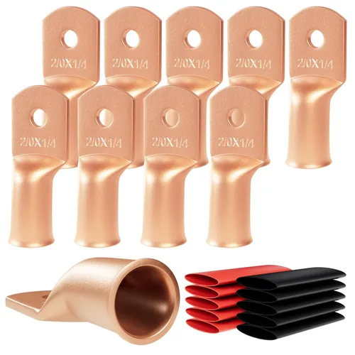 Miniatura 54 de 6 piezas 1/0 AWG - 1/2" (M12) Sanuke Terminales de anillo para cable de alambre con conectores de extremos resistentes para cable de batería, ojales