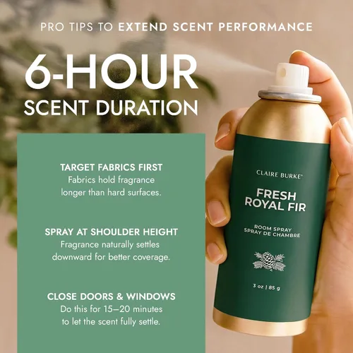 Miniatura 5 de Claire Burke Fresh Royal Fir Scent Room Spray, 3 onzas, fragancia fresca para el hogar, fragancia natural para el hogar, ambientador natural