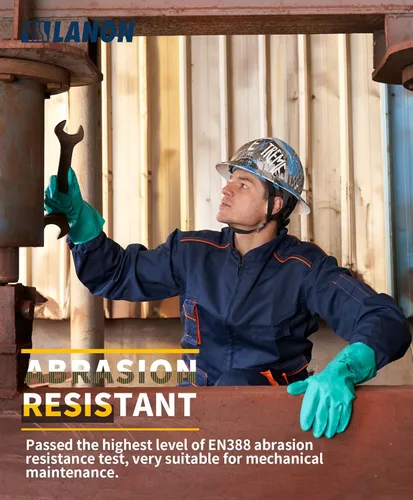 Miniatura 4 de LANON 3 pares de guantes de nitrilo resistentes a productos químicos, guantes de goma reutilizables de alta resistencia, protección contra ácidos
