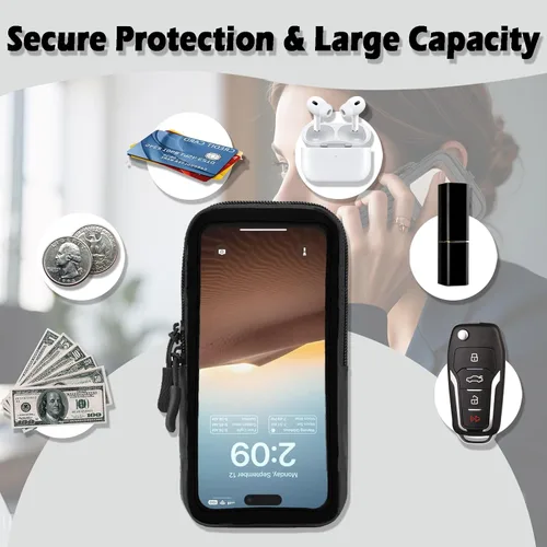 Miniatura 7 de Funda de bolsillo para teléfono con cordón cruzado ajustable y correa para la muñeca, bolsa de teléfono celular transparente compatible con pantalla