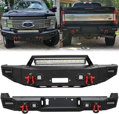 Miniatura 22 de BESTZHEYU Parachoques delantero compatible con F250 F350 F450 2017 2018 2019 2020 2021 2022 con placa de cabrestante y luces LED