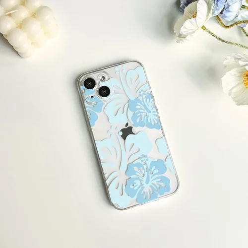 Miniatura 5 de Lovmooful Funda compatible con iPhone 13, bonito diseño transparente de flores de hibisco, estampado floral, para niñas y mujeres, TPU suave a
