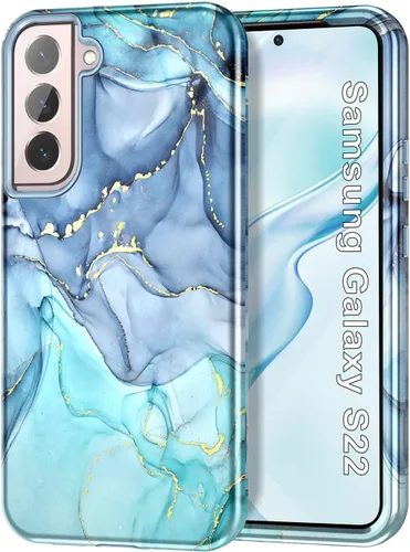 Miniatura 11 de Btscase Funda para Samsung Galaxy S22 5G de 6.1 pulgadas, Patrón de Mármol 3 en 1 Resistente de Servicio Pesado Cuerpo Completo Robusto PC Duro +