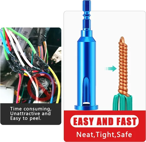Miniatura 3 de Herramienta universal de torsión de alambre, pelacables y herramienta de pelado de cables Twister para electricista por taladro o manualmente (azul)