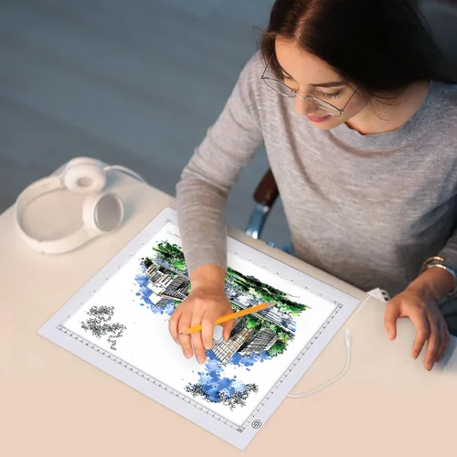 Miniatura 9 de TOHETO Almohadilla de luz A4 con soporte plegable, adaptador certificado UL, almohadilla ultra fina súper brillante de 8000 Lux para vinilo