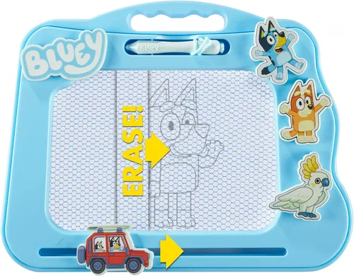 Miniatura 5 de Bluey Travel - Almohadilla magnética para garabatos con bolígrafo y 3 sellos, dibuja y borra sin ensuciar, azul