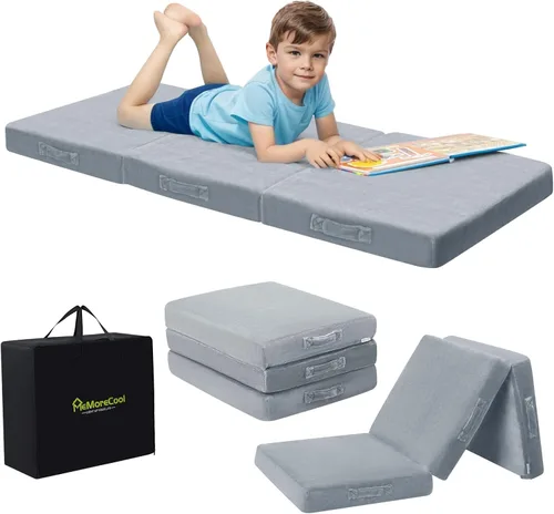 Miniatura 8 de MeMoreCool Colchón de suelo plegable para niños, Glow de 57x22 pulgadas, colchoneta para dormir y guardería para niños pequeños, futón plegable