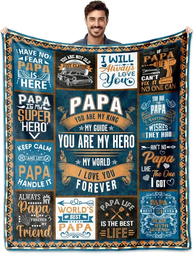 Regalos para papá de nietos, regalos para papá manta de 60 x 50 pulgadas, regalos para el mejor papá de la historia, regalos de papá de nieta, ideas