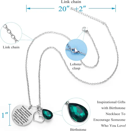 Miniatura 2 de LParkin Collar de piedra natalicia, grabado con texto en inglés You are Braver Than You Believe, regalo de graduación, mejor amigo, regalos