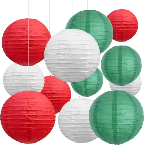 Miniatura 55 de BEISHIDA Faroles de Papel Blancos de 12 Pulgadas Decorativos Chinos/Japoneses Colgantes Redondos de Papel Lámparas para Cumpleaños, Bodas, Navidad