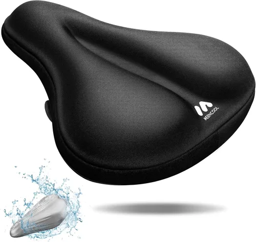 MEENCOOL Bike Seat Cushion - Gel Padded Bike Seat Cover for Men Women Comfort, Adjustable Velcro Secure Bicycle Seat Cushion Compatible with