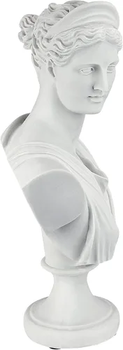 Miniatura 4 de Design Toscano PD72519 Busto escultórico de resina de mármol consolidado de Diana de Versalles, blanco
