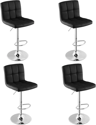 Miniatura 16 de Giantex Juego de 1 taburetes de bar, modernos taburetes de bar de piel sintética con respaldo, reposapiés, base de metal, taburetes giratorios