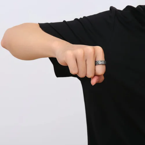Miniatura 4 de Anillo de patrón de placa de circuito de computadora de 0.315 in negroplataazuloro - Spinner Fidget Alivio de la ansiedad Anillo de acero inoxidable
