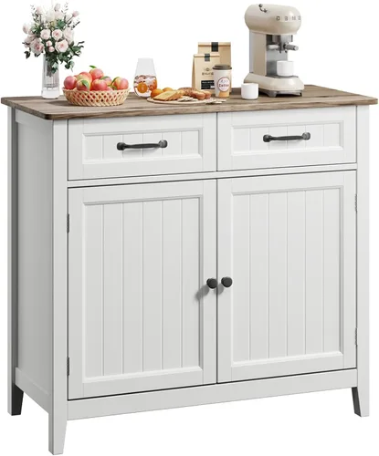 Miniatura 9 de Gizoon Aparador de cocina, isla de almacenamiento grande de 32 pulgadas de alto y estante ajustable, moderno gabinete de consola de barra de café