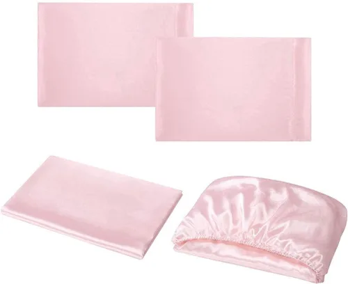 Miniatura 388 de Homiest Juego de sábanas de satén de lujo de 3 piezas con bolsillo profundo, 1 sábana bajera + 1 sábana encimera + 1 funda de almohada