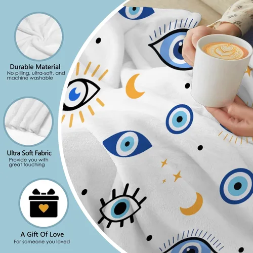 Miniatura 5 de Manta contra el mal de ojo para recién nacidos, manta de envoltura ultra suave, manta energética, de felpa, ligera, acogedora y transpirable, manta