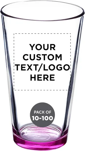 DISCOUNT PROMOS Vasos de cerveza personalizados de 16 onzas, juego de 10/50/100, paquete a granel personalizado, cristalería resistente para