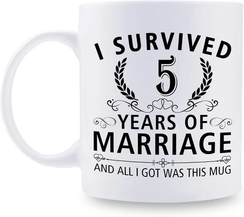 Miniatura 42 de Taza de café de 11 onzas con texto en inglés "I Survived 50 Years of Marriage and All I Got Was This Cup" para el 50 aniversario de boda y para él