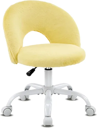 Miniatura 9 de VINGLI Silla de tocador pequeña con ruedas de piel sintética para niñas, bonita silla de escritorio de oficina sin brazos de altura ajustable