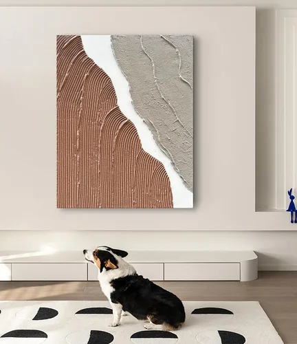 Miniatura 3 de Limiyer Arte pintado a mano moderno arte abstracto pintura al óleo blanco y marrón textura gruesa lienzo arte pintura al óleo sala de estar