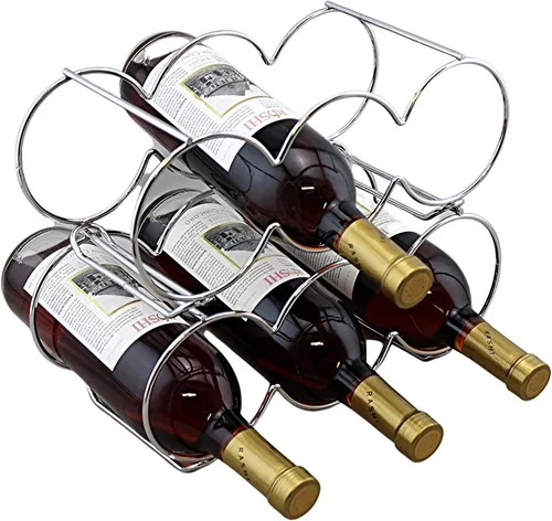 Miniatura 7 de Soporte de botella apilable para vino (plata)