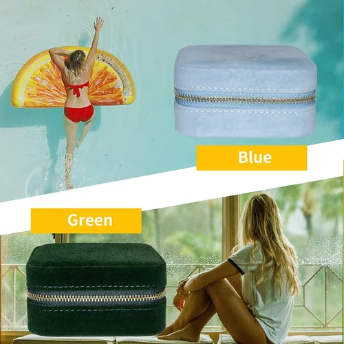 Miniatura 6 de Joyero de terciopelo de viaje con espejo, mini estuche de regalo para mujeres y niñas, pequeñas cajas organizadoras portátiles para anillos, aretes