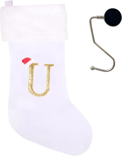 Miniatura 71 de Medias de Navidad de 20 pulgadas con monograma, letras, medias súper suaves grandes de Navidad, medias de monograma rojo para Navidad, regalo