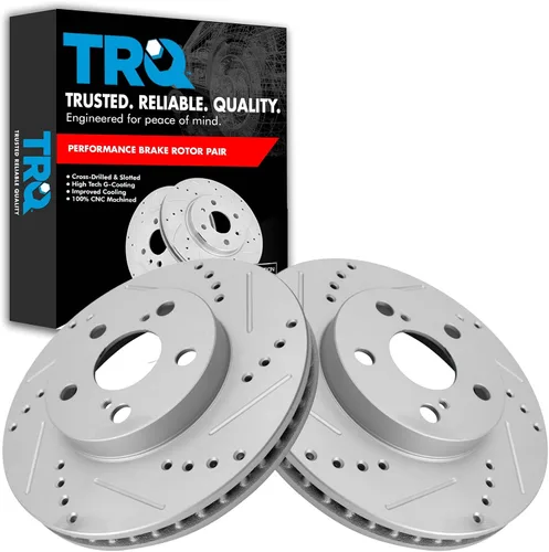 Miniatura 219 de TRQ Juego de rotores de freno de rendimiento trasero con revestimiento G premium compatible con Mazda 6 2014-2021